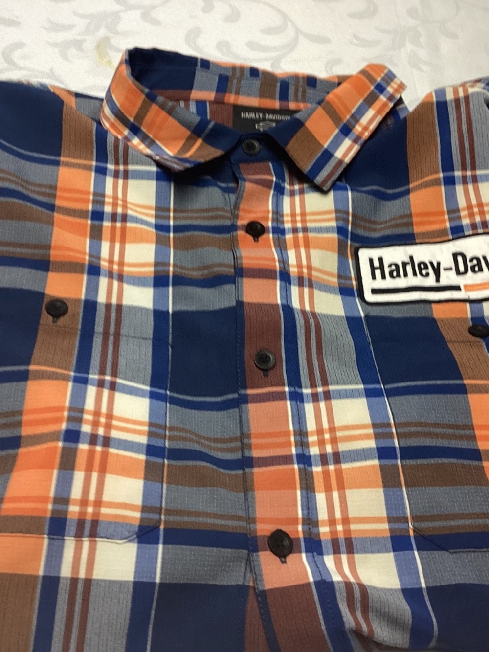 Harley-Davidson Button Up Shirt Mens 3XL Plaid Short Sleeve Embroidered Logo new